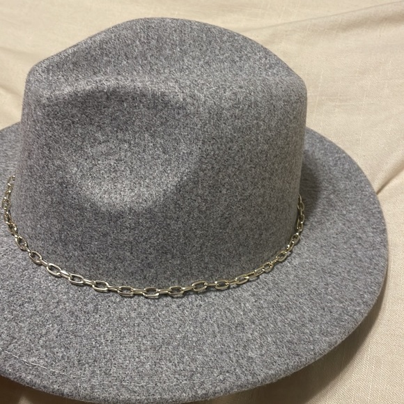 Anthropologie Grey Link Trimmed Fedora NWT - Picture 4 of 8